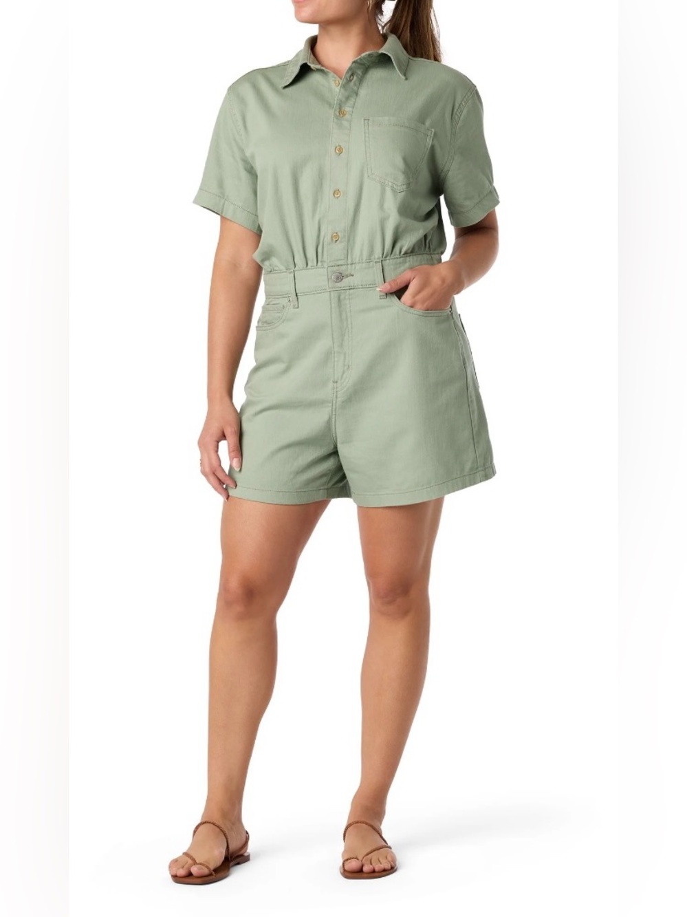 Levi's Strauss Vintage Utility Romper in Sage Green